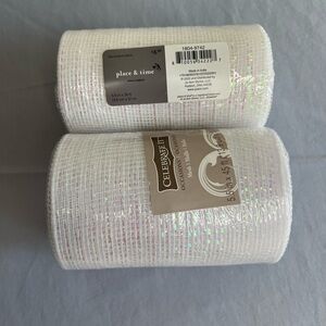White Decorative Mesh Rolls - set of 2